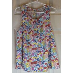 Free Assembly Girls Sleeveless Floral Tank Top M 7-8 Multicolor Cotton Key Hole
